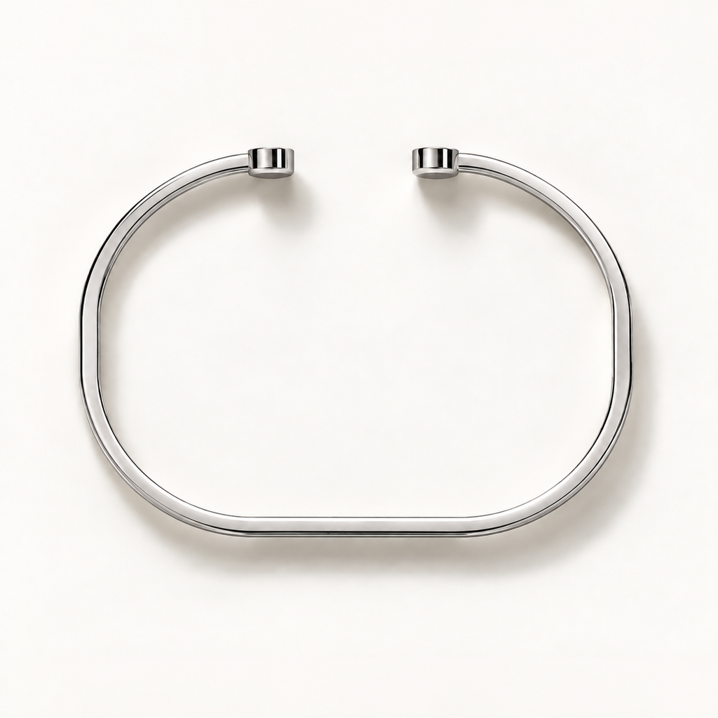 Open Monogram Frame Cuff in polished 18K white gold, top view