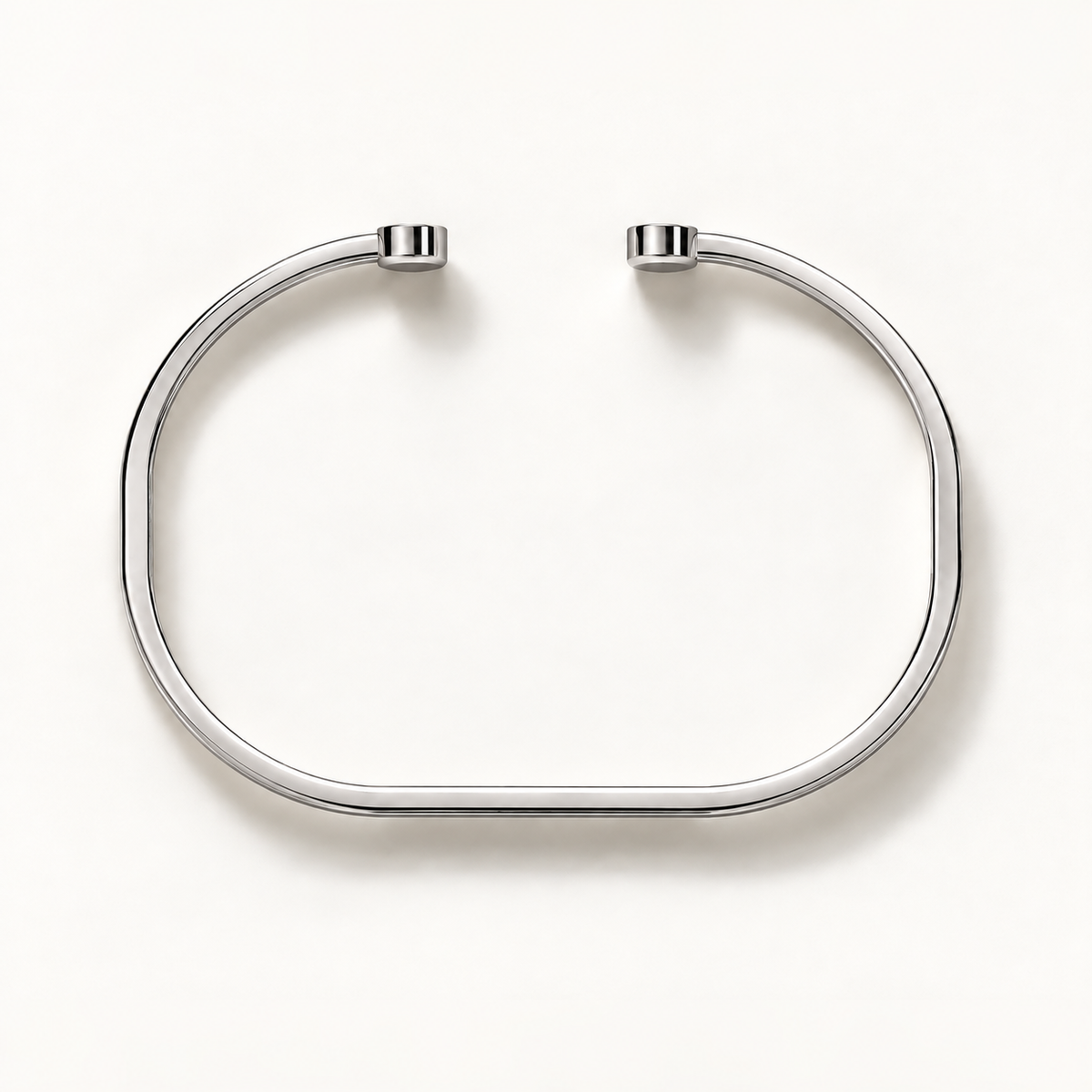 Open Monogram Frame Cuff in polished 18K white gold, top view