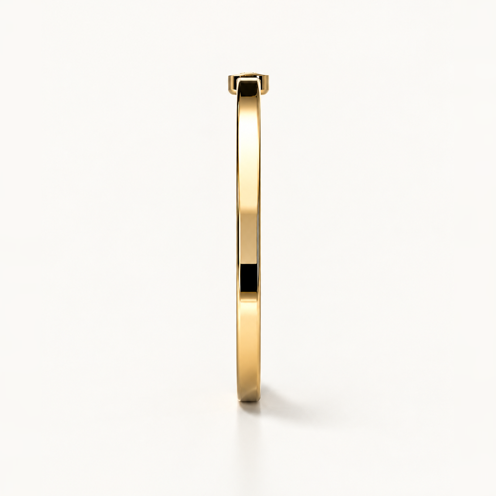Open Monogram Frame Cuff in polished 18K yellow gold, side profile