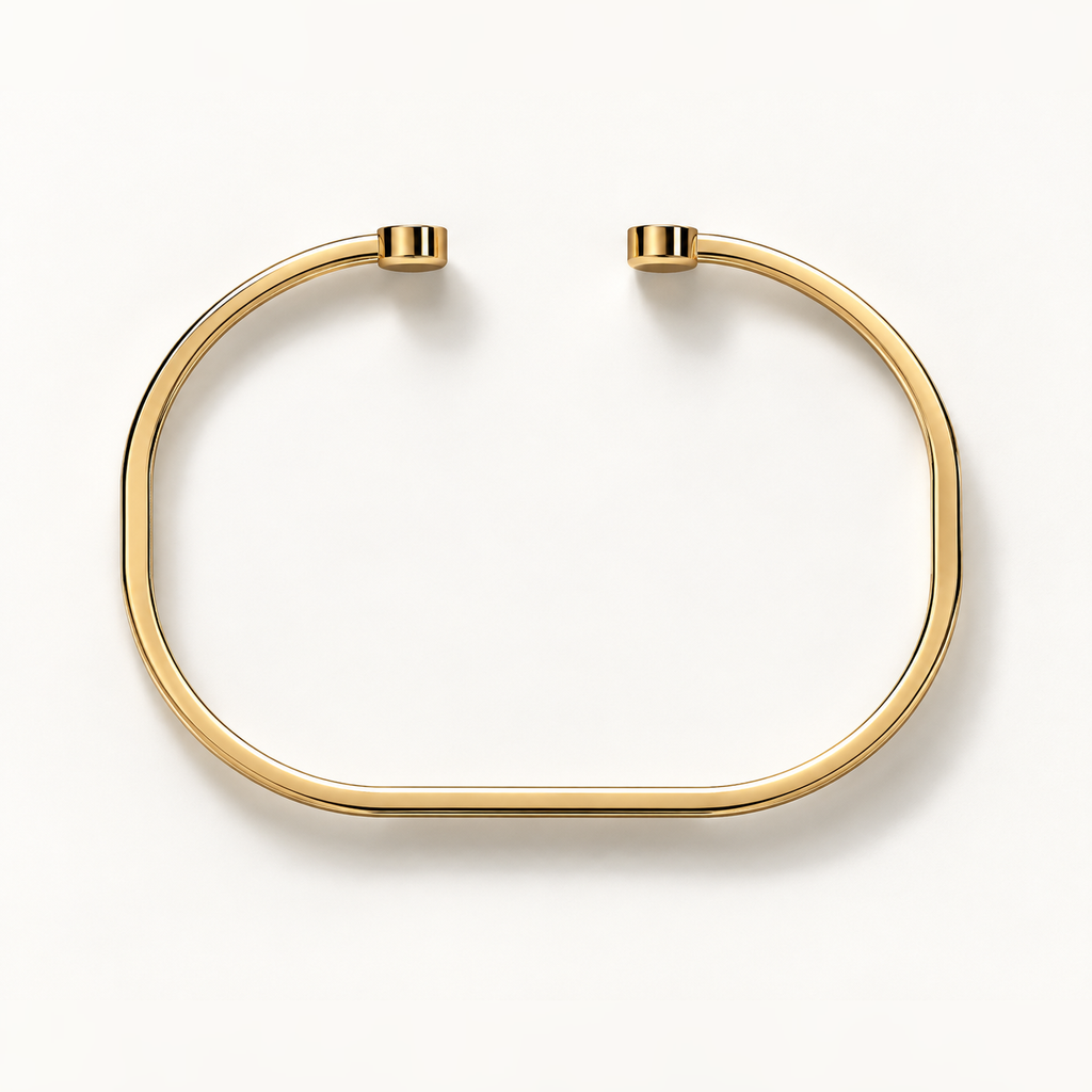 Open Monogram Frame Cuff in polished 18K yellow gold, top view
