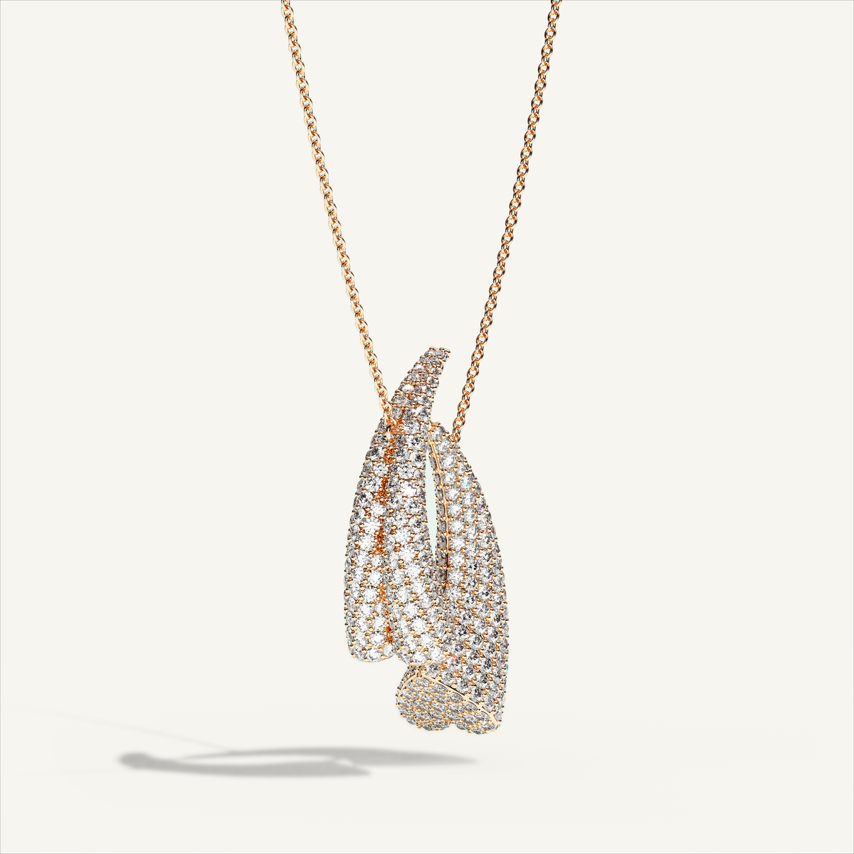 Griffe Couple Pavé Necklace in 18K rose gold, product view