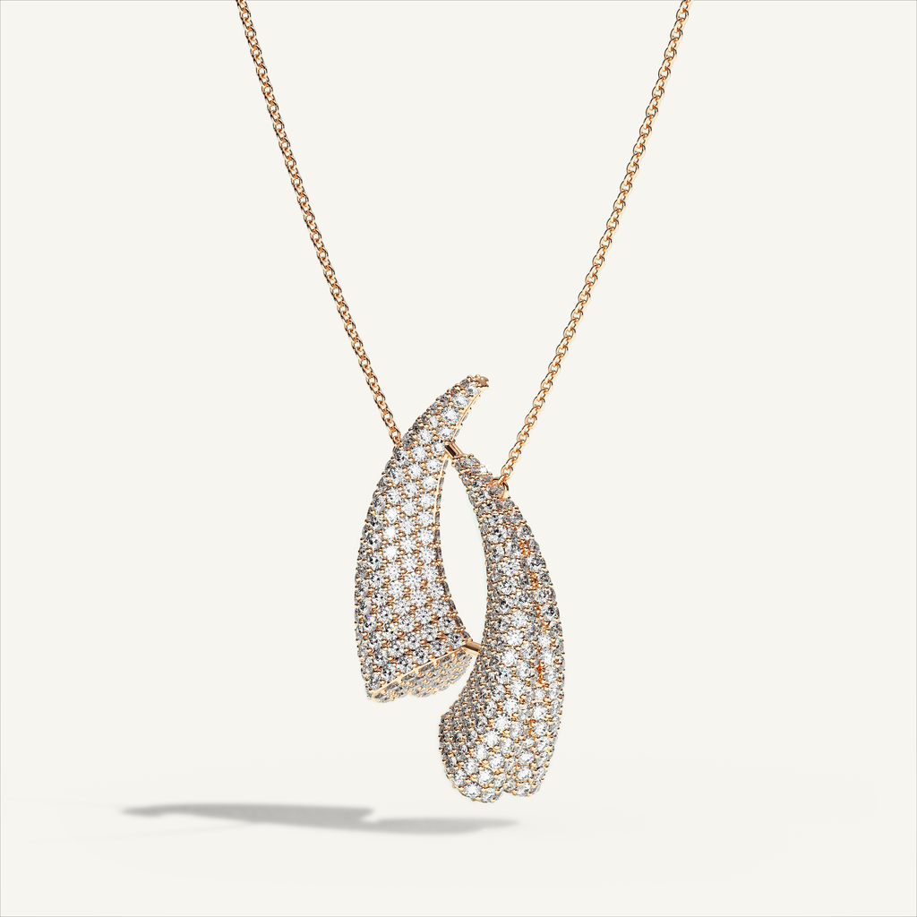 Griffe Couple Pavé Necklace in 18K rose gold, product view