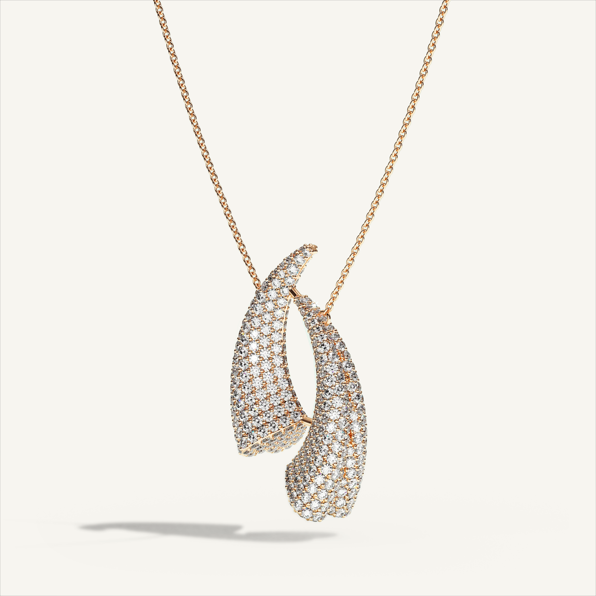Griffe Couple Pavé Necklace in 18K rose gold, product view