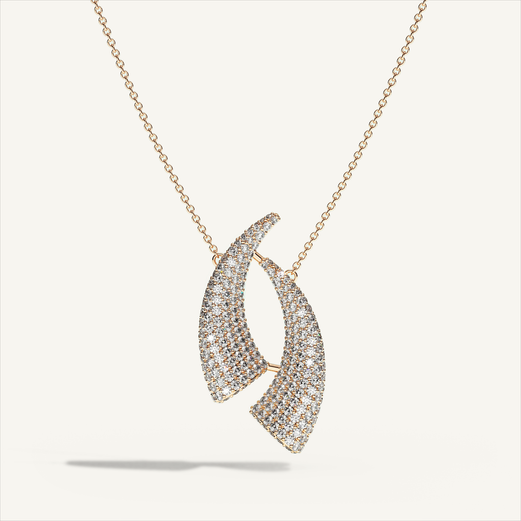 Griffe Couple Pavé Necklace in 18K rose gold, product view