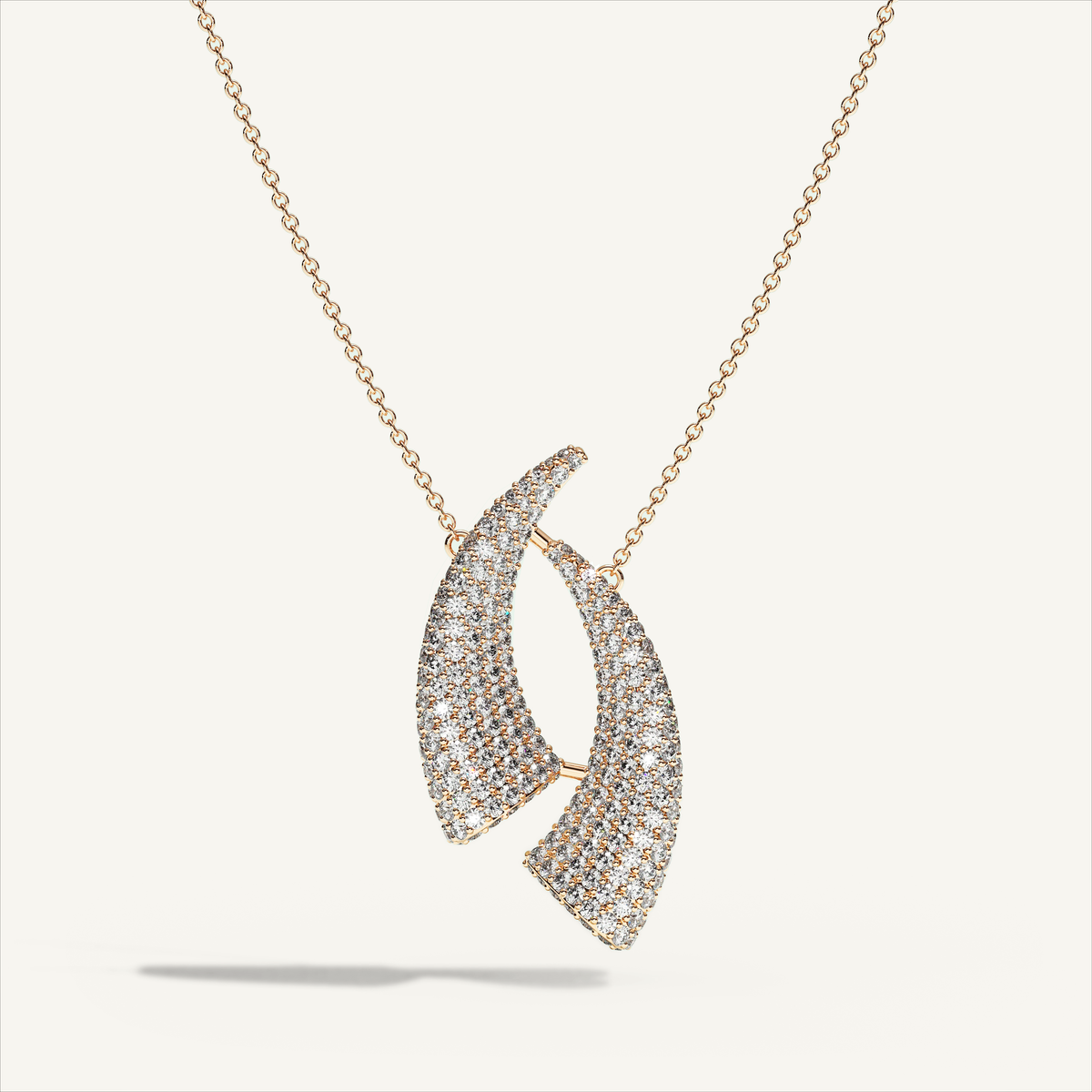 Griffe Couple Pavé Necklace in 18K rose gold, product view