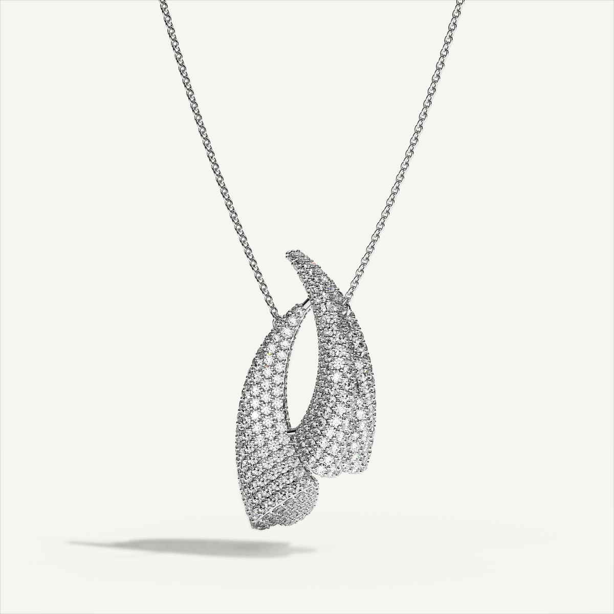 Griffe Couple Pavé Necklace in 18K white gold, product view