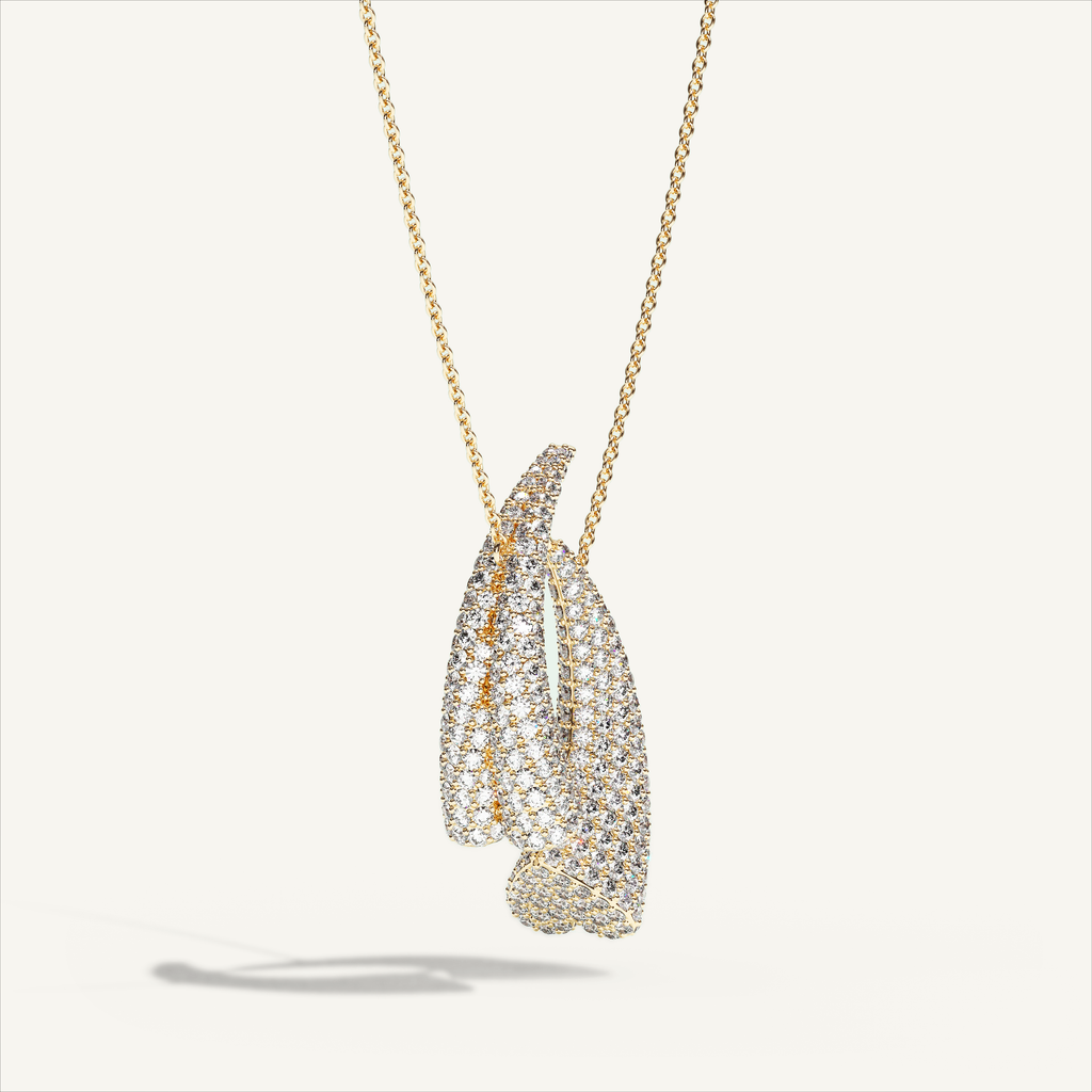 Griffe Couple Pavé Necklace in 18K yellow gold, product view