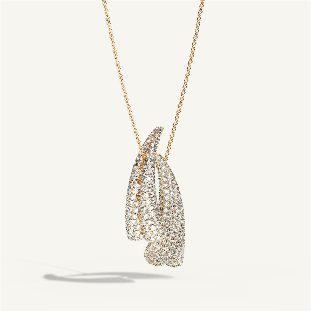Griffe Couple Pavé Necklace in 18K yellow gold, product view