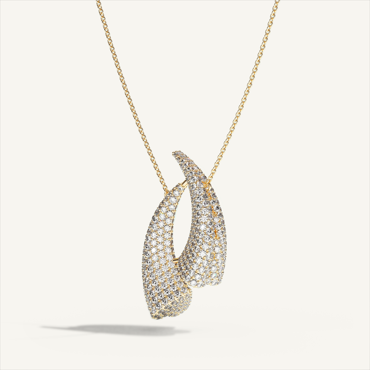 Griffe Couple Pavé Necklace in 18K yellow gold, product view