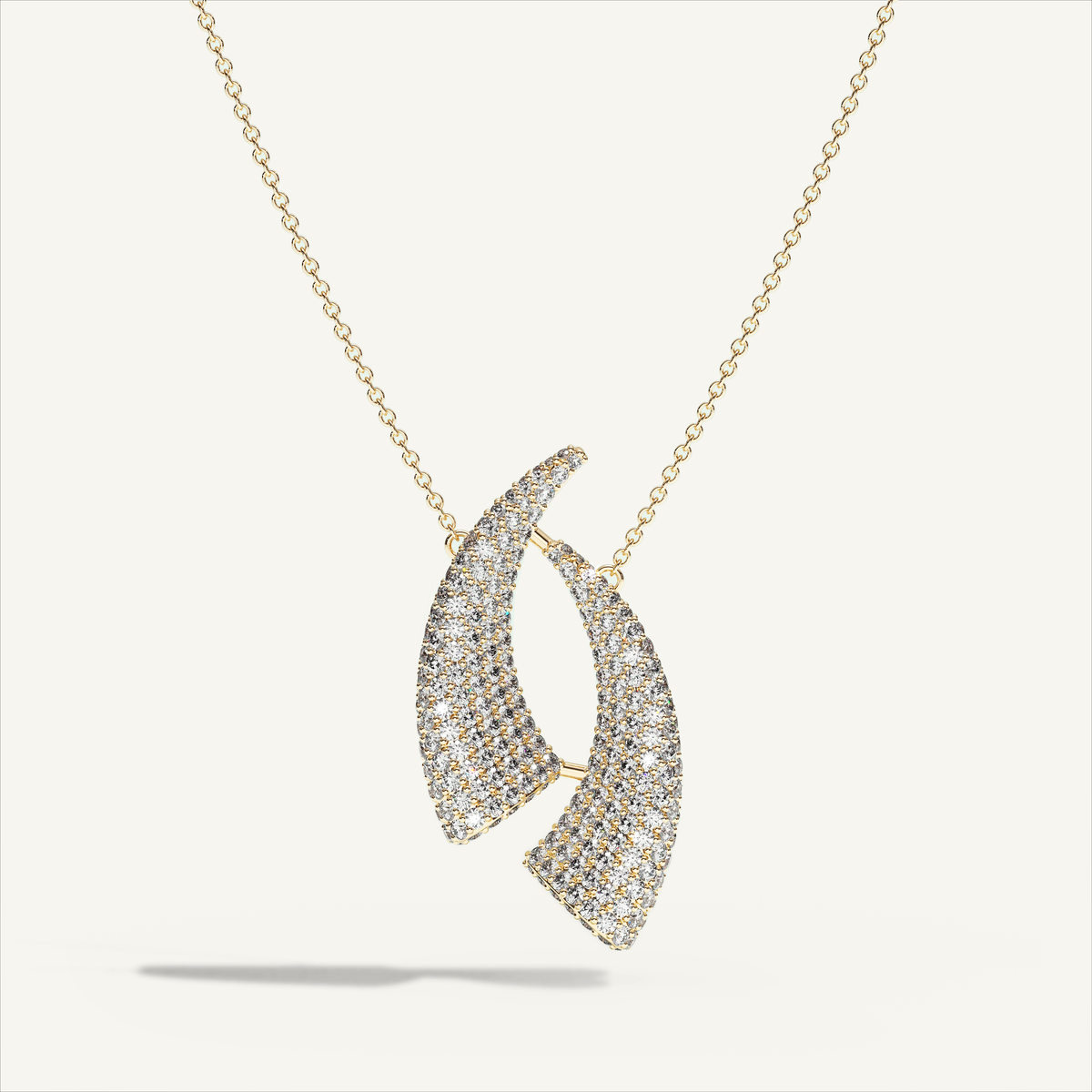 Griffe Couple Pavé Necklace in 18K yellow gold, product view