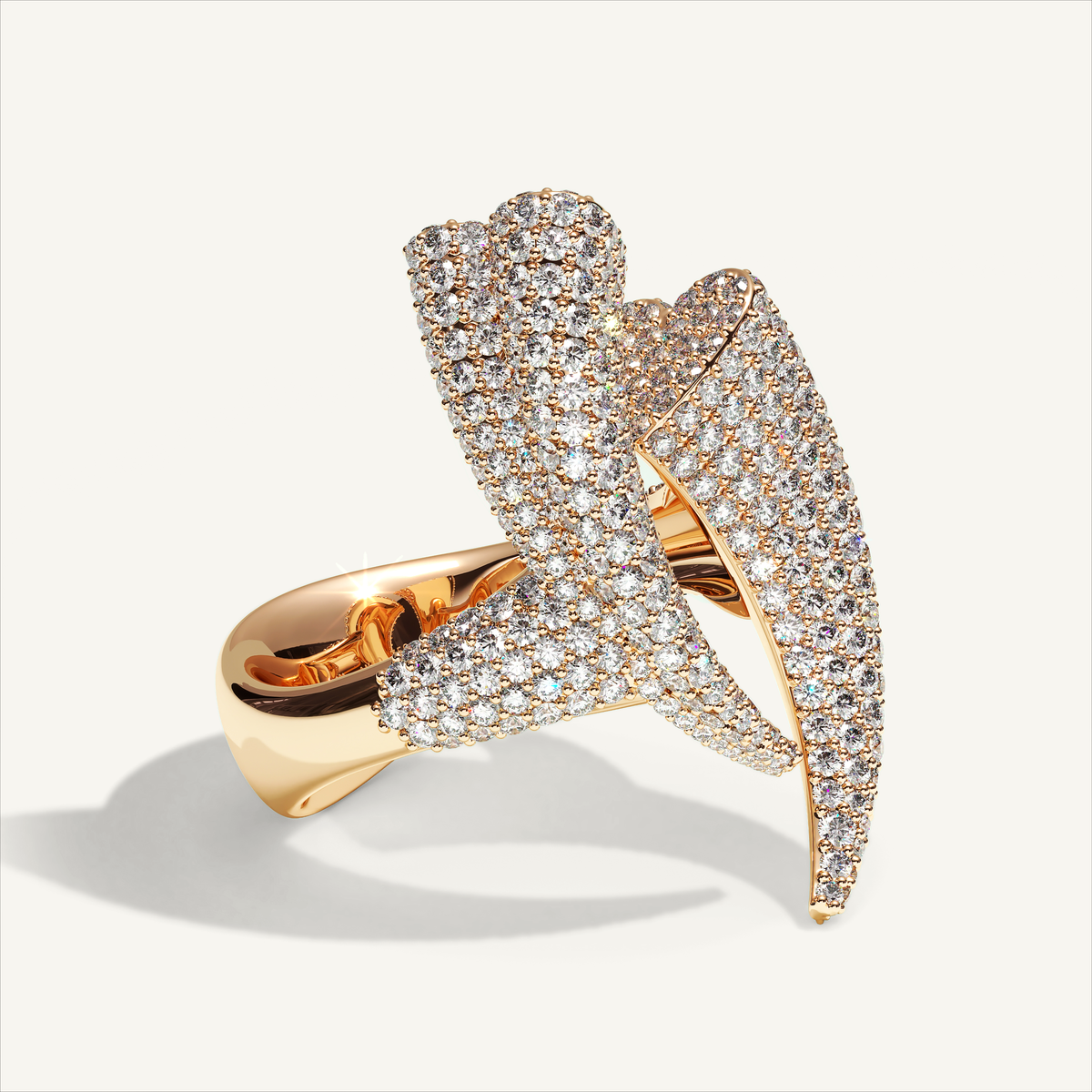 Griffe Couple Pavé Ring in 18K rose gold, product view