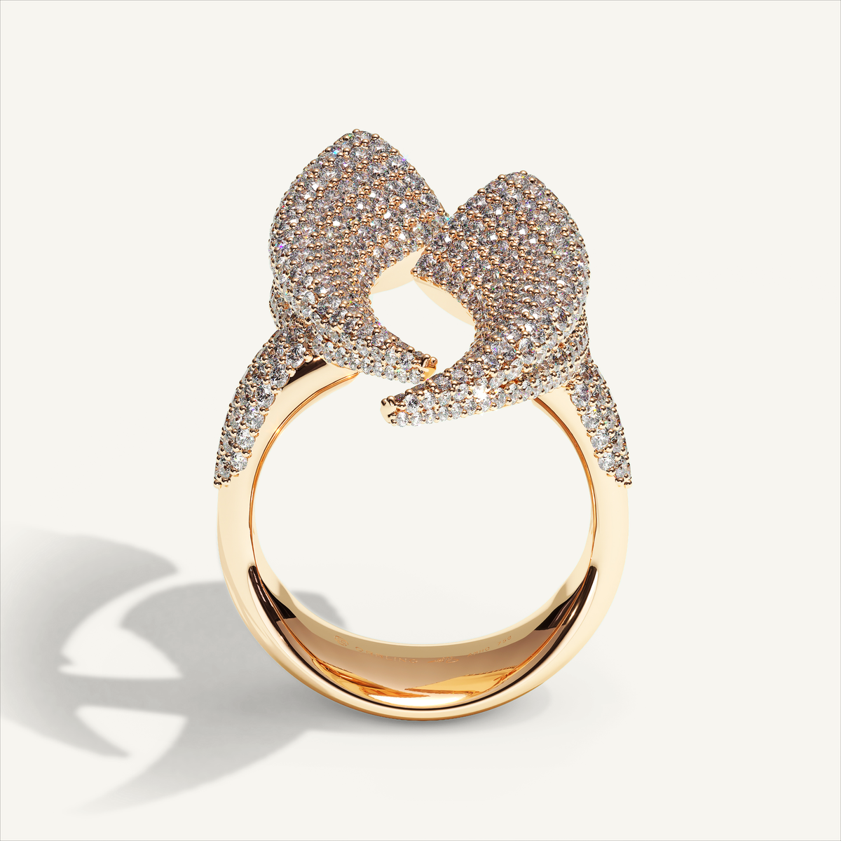 Griffe Couple Pavé Ring in 18K rose gold, product view
