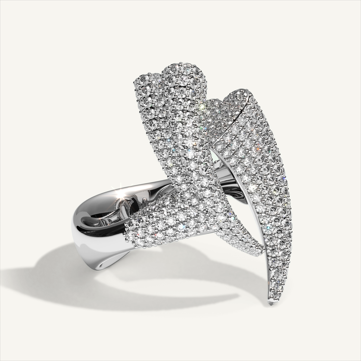Griffe Couple Pavé Ring in 18K white gold, product view