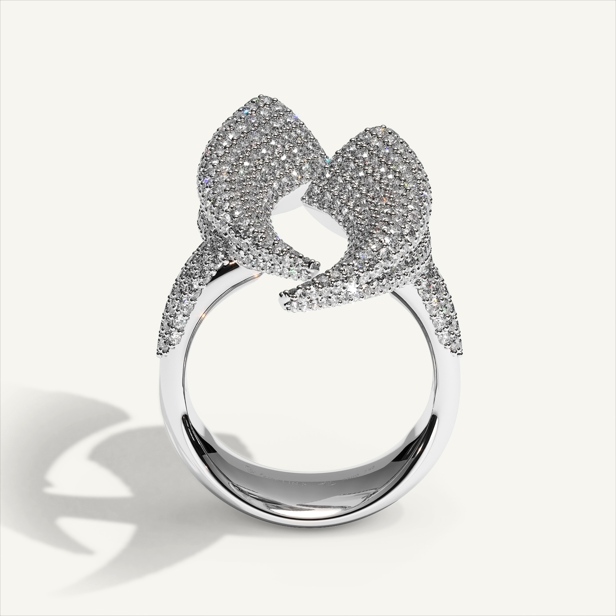 Griffe Couple Pavé Ring in 18K white gold, product view