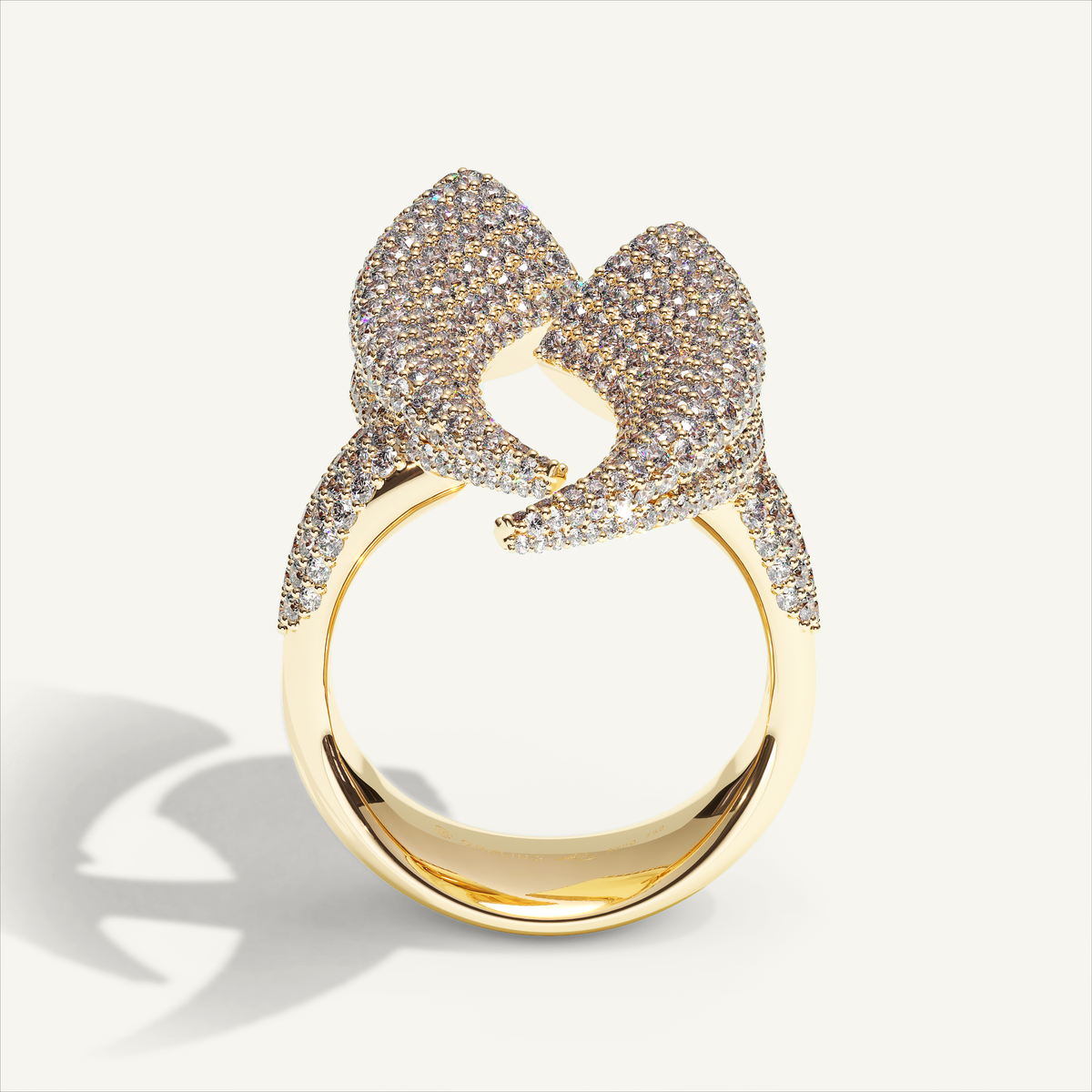Griffe Couple Pavé Ring in 18K yellow gold, product view