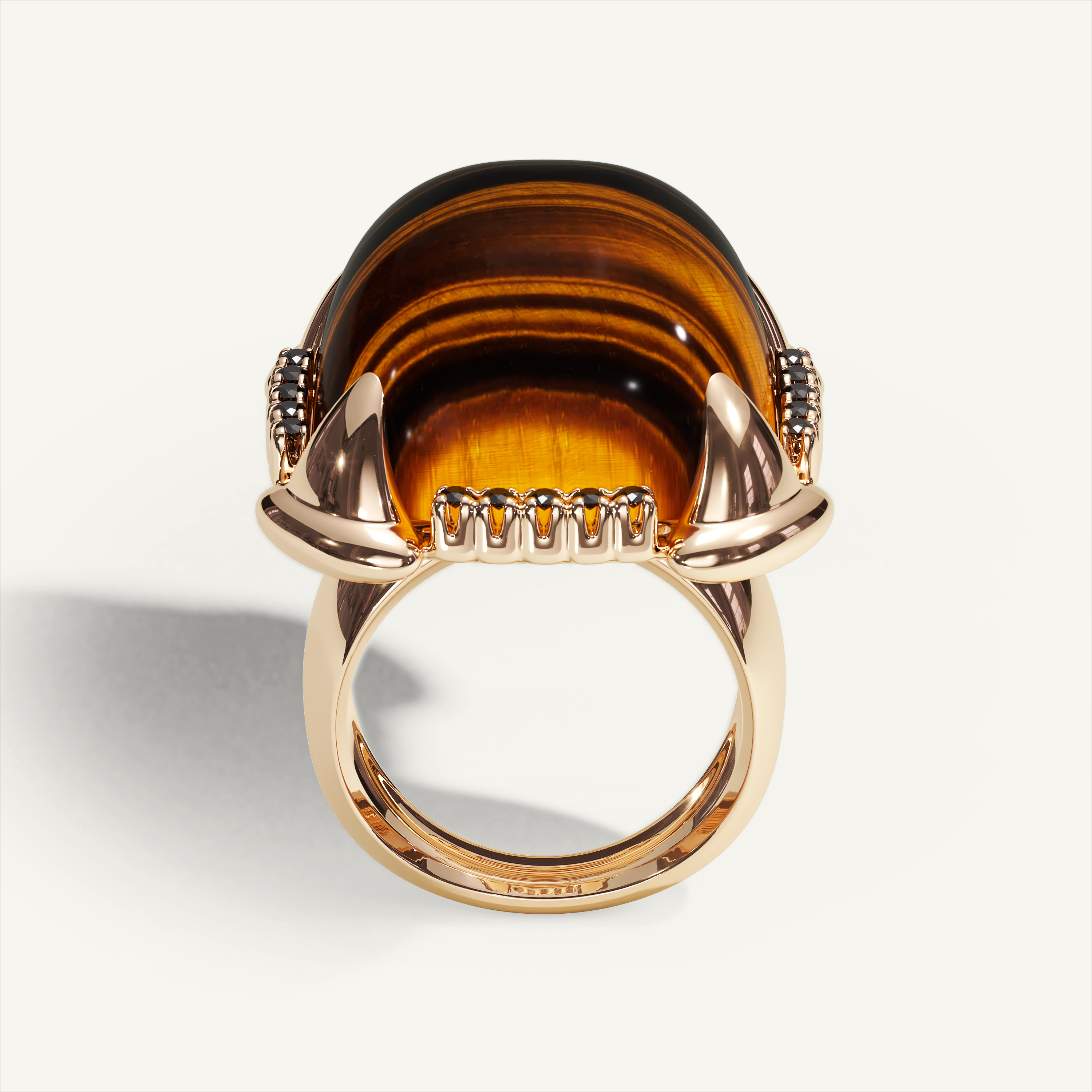 Griffe Ring Tiger Eye in 18K rose gold, product view
