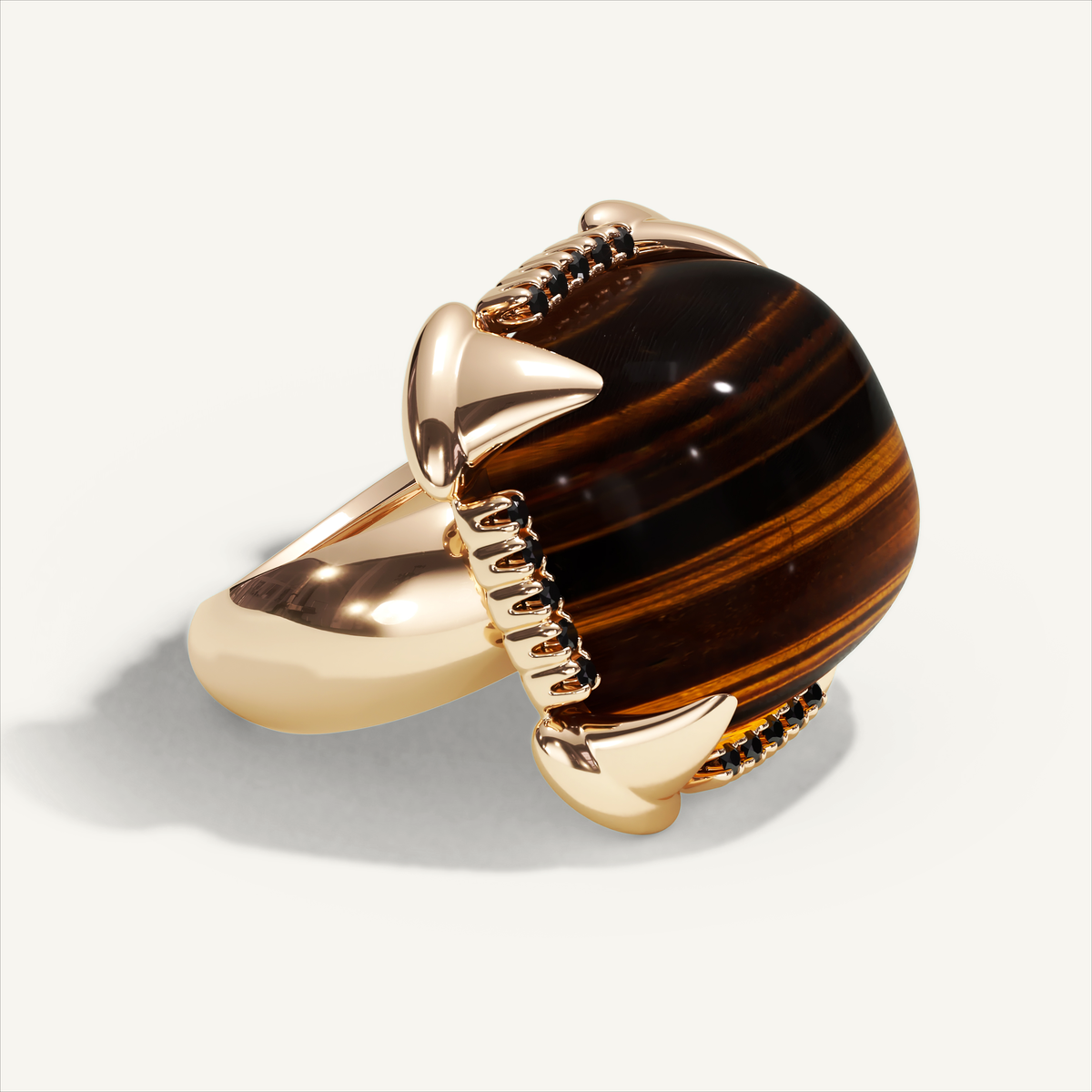 Griffe Ring Tiger Eye in 18K rose gold, product view