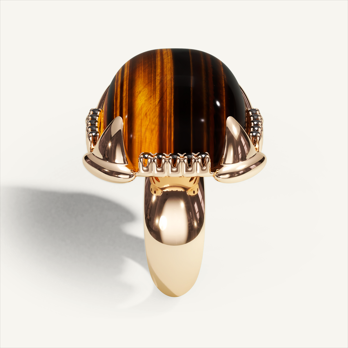 Griffe Ring Tiger Eye in 18K rose gold, product view