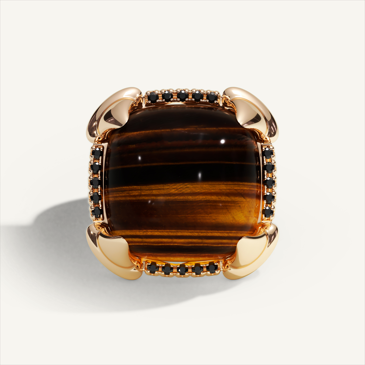 Griffe Ring Tiger Eye in 18K rose gold, product view
