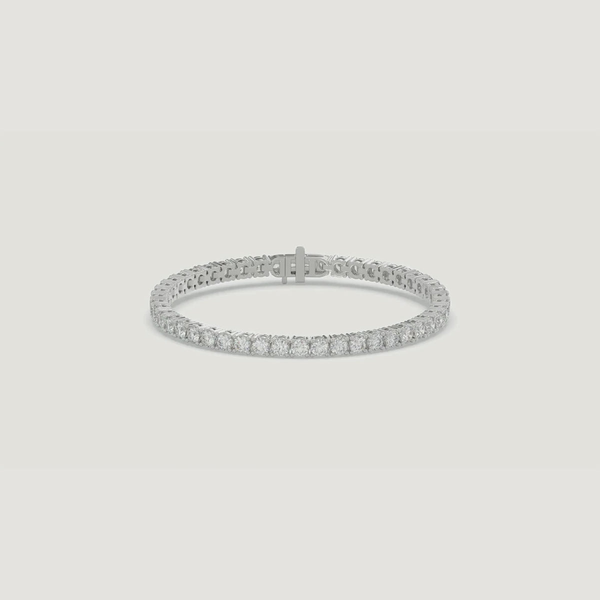 Basket 4 Prong Diamond Tennis Bracelet in 18K white gold with natural diamonds