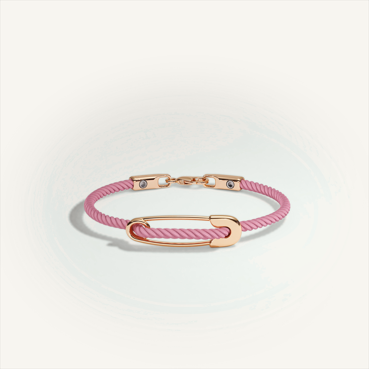 DEEP TEAL Rebel Pin Chord Bracelet — 18K Gold · Polished, Pink cord