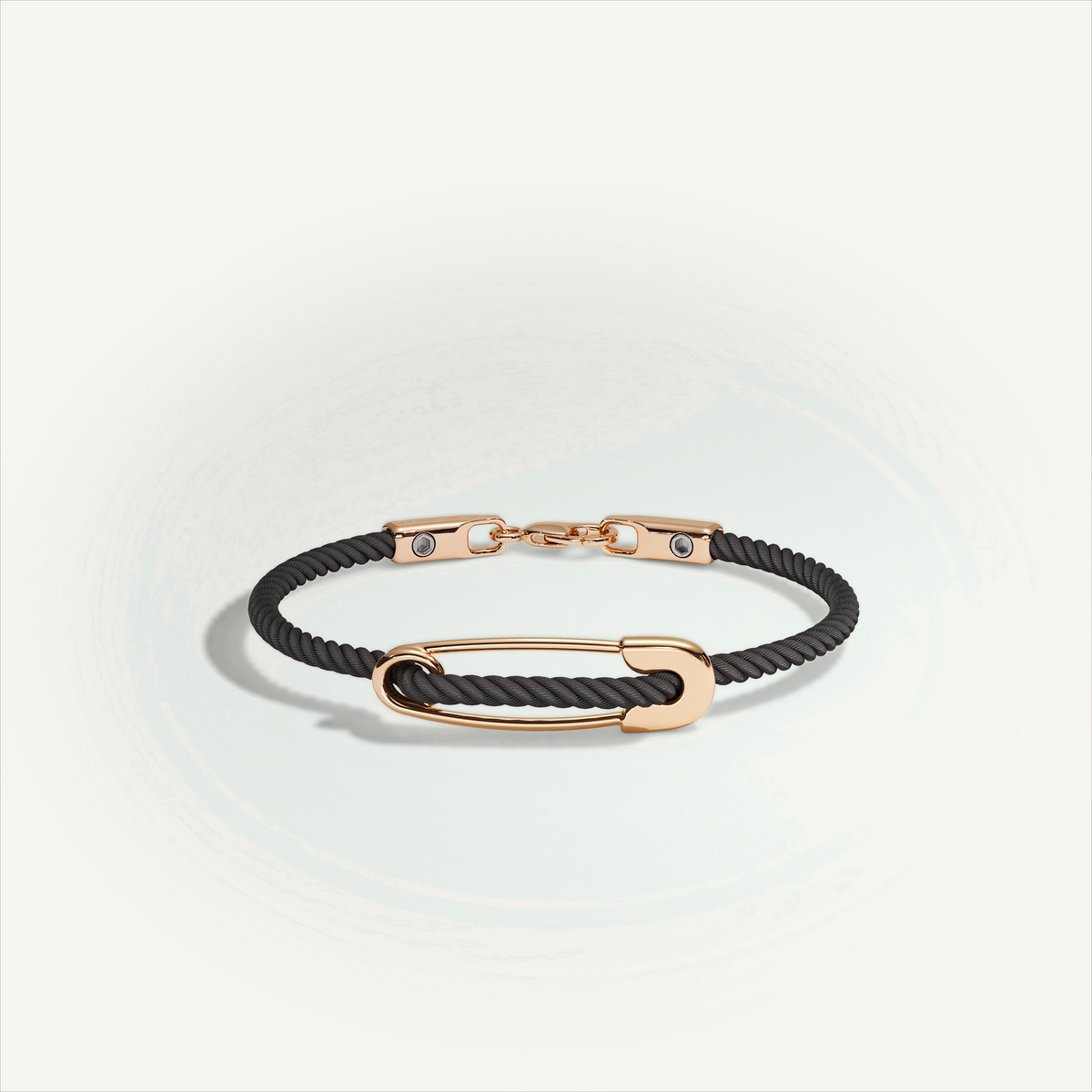 DEEP TEAL Rebel Pin Chord Bracelet — 18K Gold · Polished, Black cord