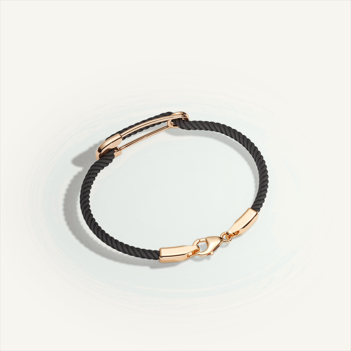 DEEP TEAL Rebel Pin Chord Bracelet — 18K Gold · Polished, Black cord