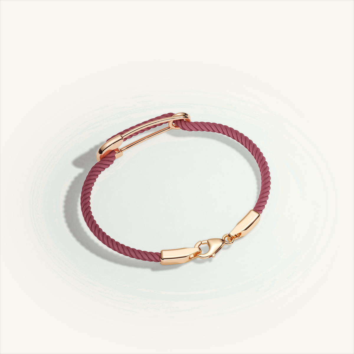 DEEP TEAL Rebel Pin Chord Bracelet — 18K Gold · Polished, Burgundy cord