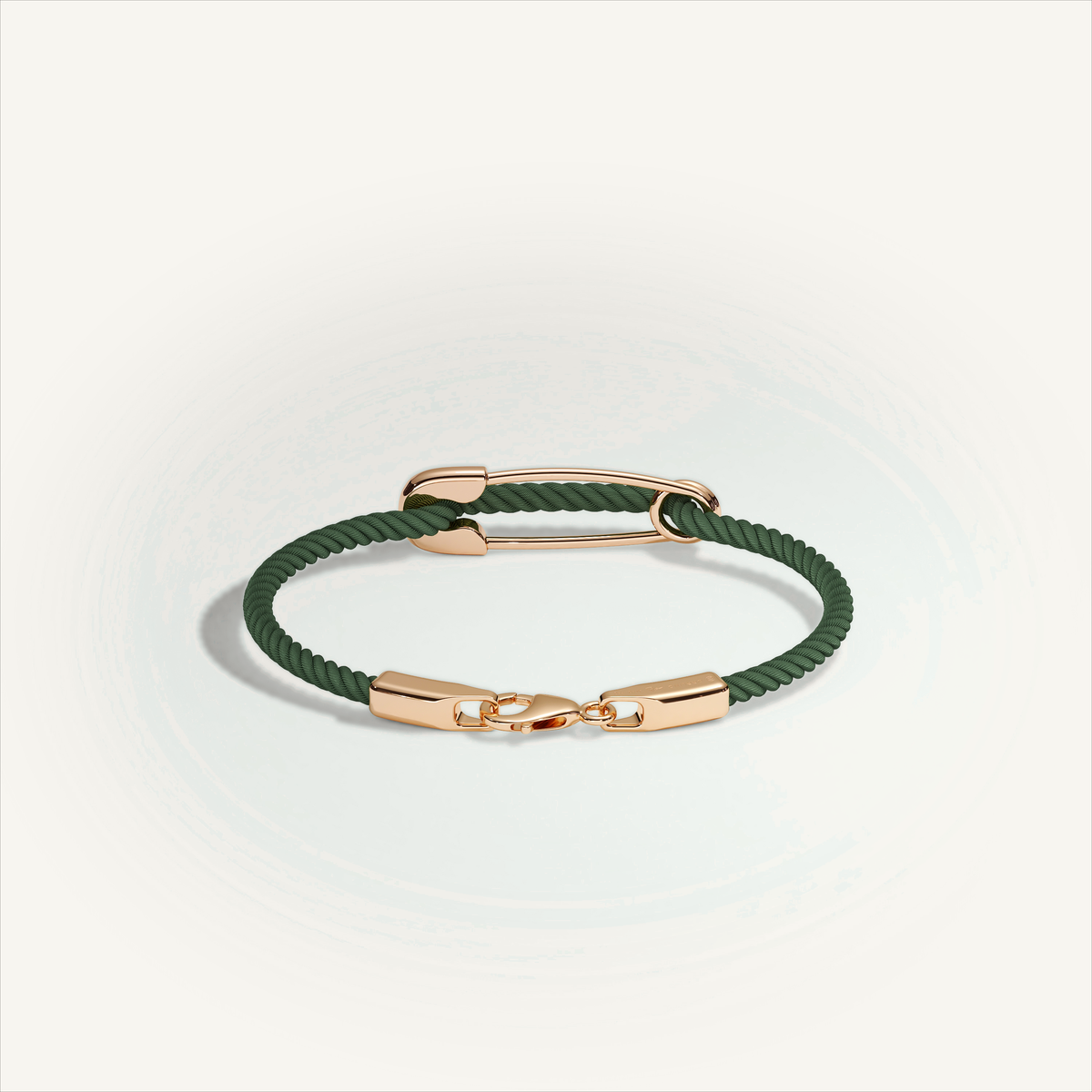 DEEP TEAL Rebel Pin Chord Bracelet — 18K Gold · Diamond Pavé, Green cord