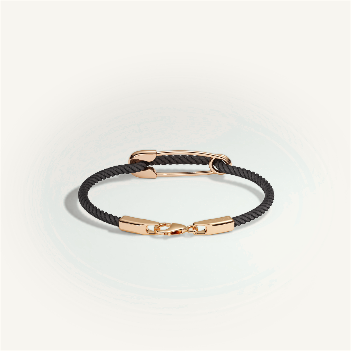 DEEP TEAL Rebel Pin Chord Bracelet — 18K Gold · Diamond Pavé, Black cord