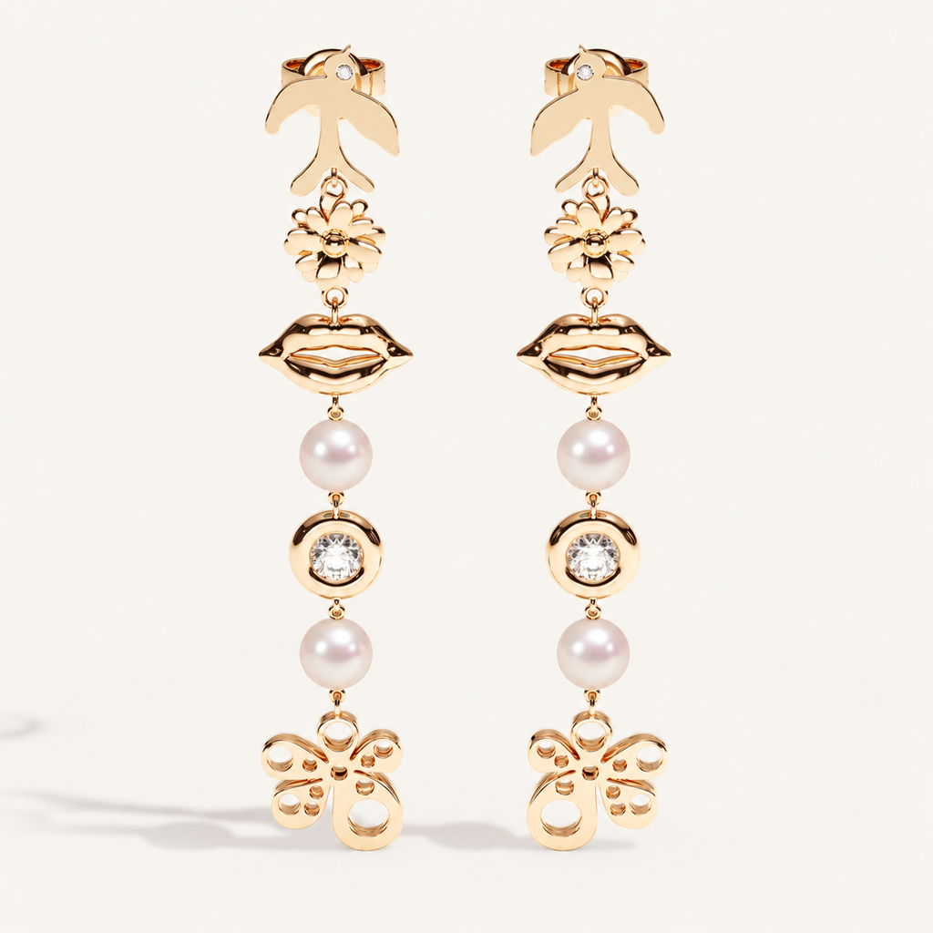 Rite of Spring Stud & Story – Akoya pearls – front