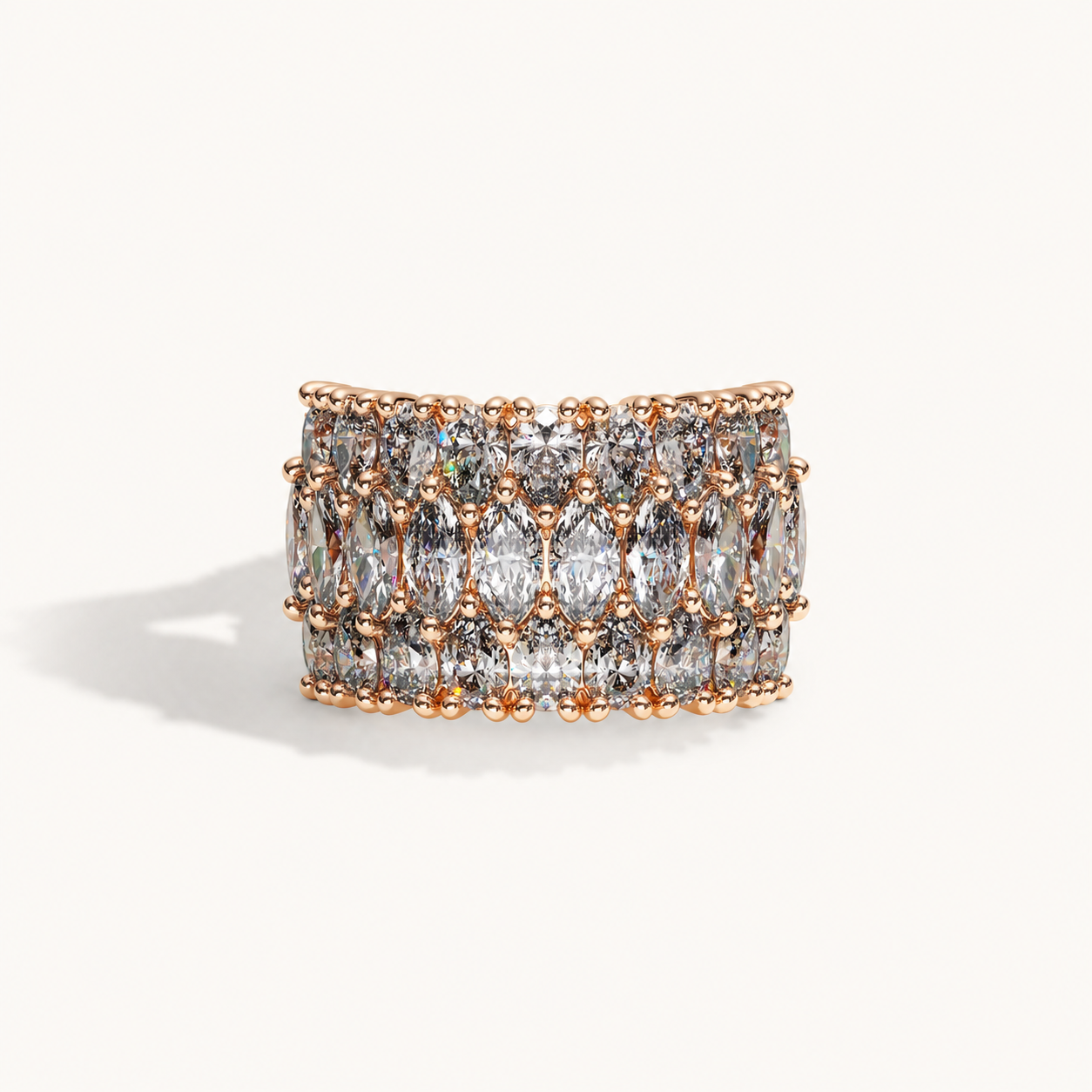 Three-Row Diamond Ring