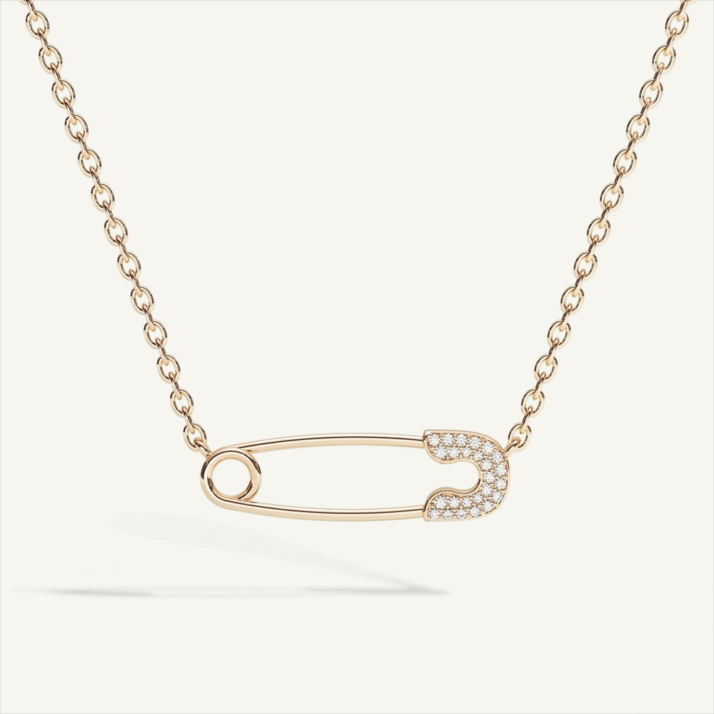 DEEP TEAL Safe Pin Pavé Necklace — product view