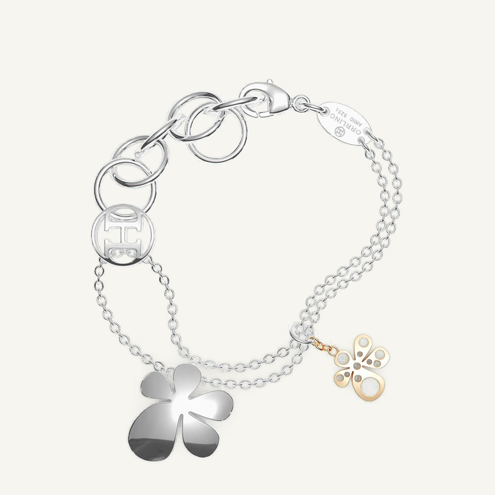 Gisela Flower Charm Double Chain Bracelet