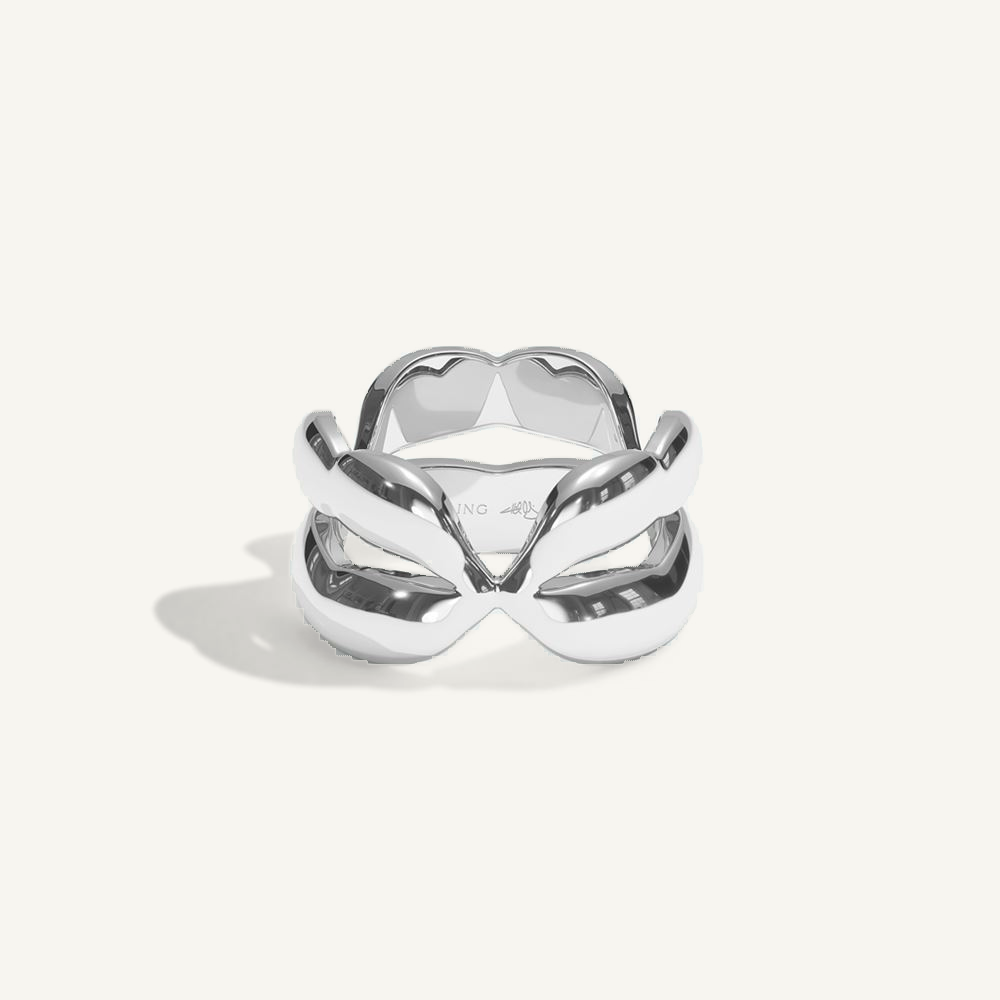 Vermilion Zone Triplicate Silver Ring