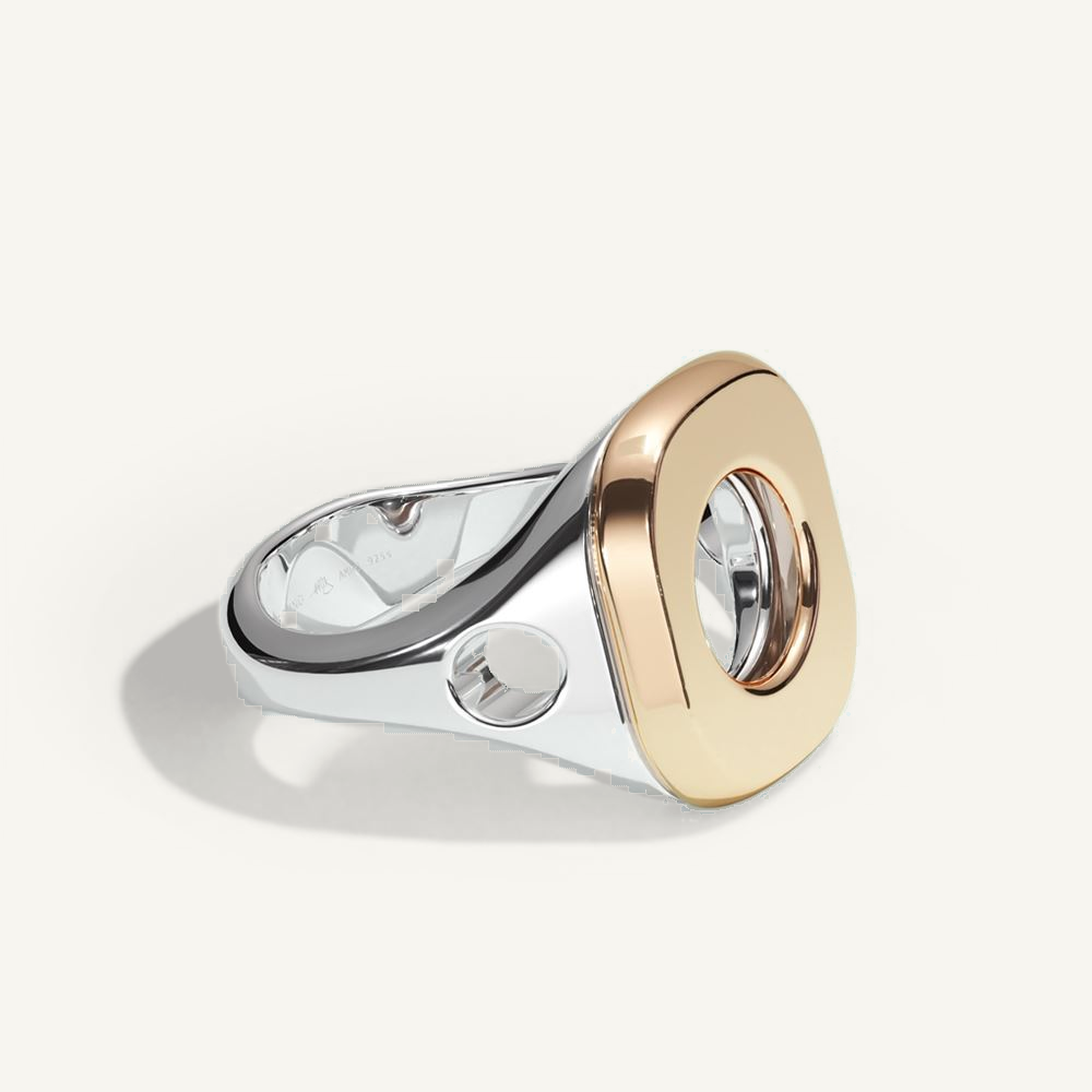 Void Seal Ring – 18K Gold & Sterling Silver