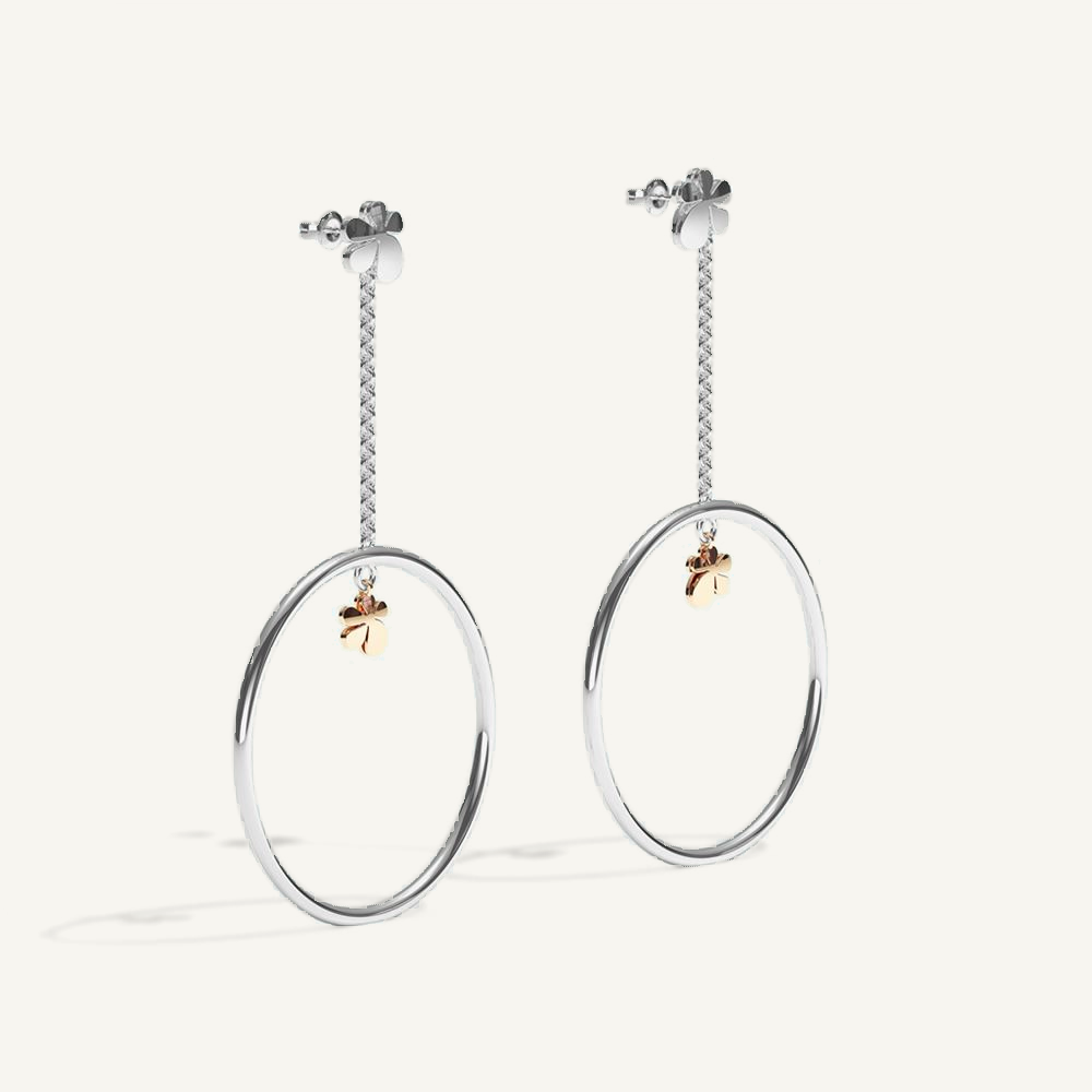 Gisela Multi Flower Loop Earrings – Silver & Red Gold