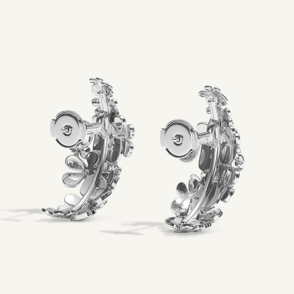 Gisela Multi Flower Silver Ear Cuff