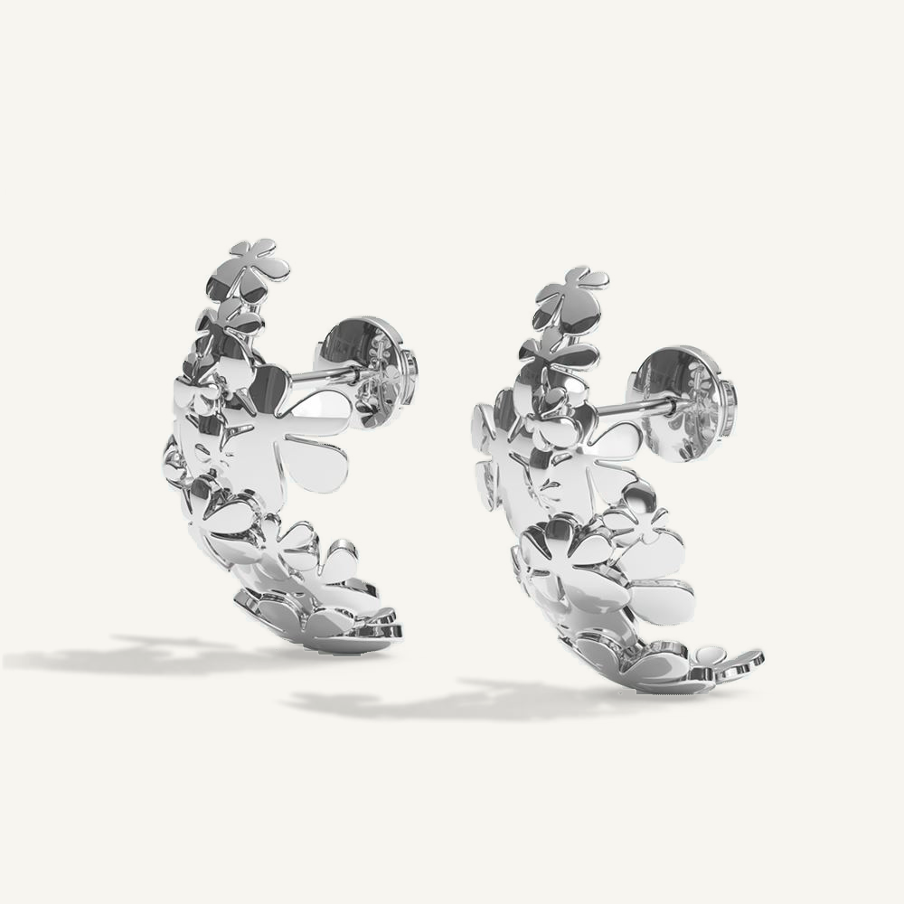 Gisela Multi Flower Silver Ear Cuff