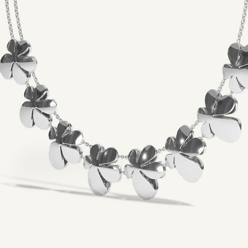 Gisela Multi Flower Silver Necklace