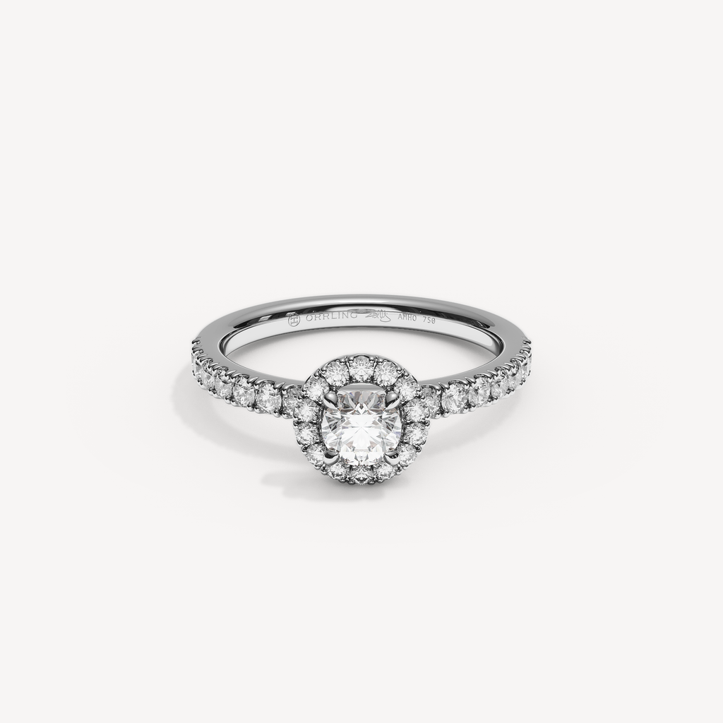 SOLAREBARI M22 halo with side diamonds, white gold, 0.50 ct centre, view 1.