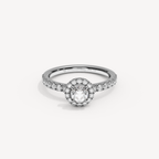 SOLAREBARI M22 halo with side diamonds, white gold, 0.50 ct centre, view 1.