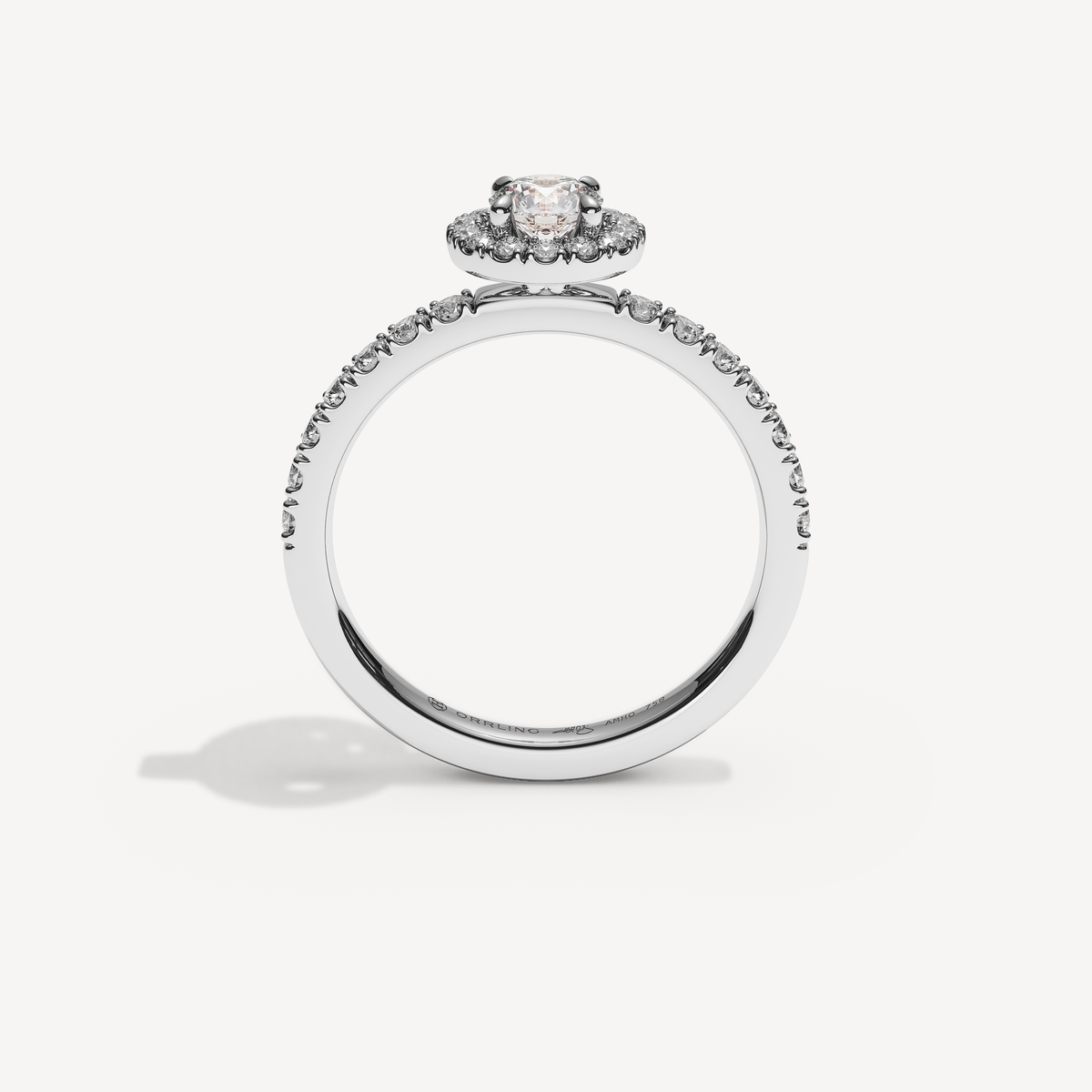 SOLAREBARI M22 halo with side diamonds, white gold, 0.50 ct centre, view 3.