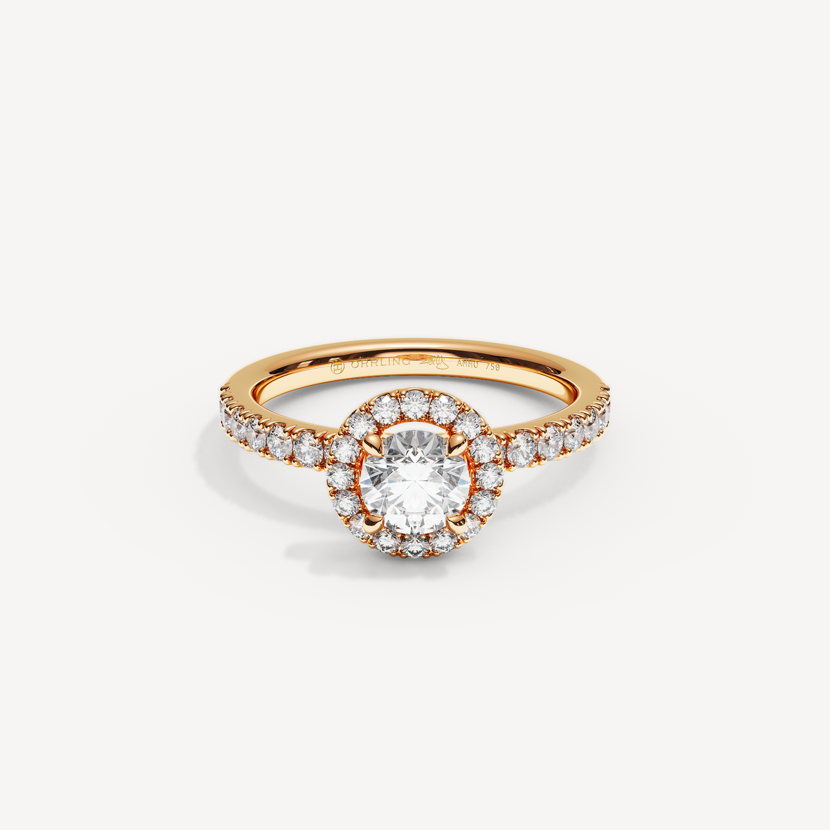 SOLAREBARI M22 halo with side diamonds, rose gold, 0.70 ct centre, view 1.