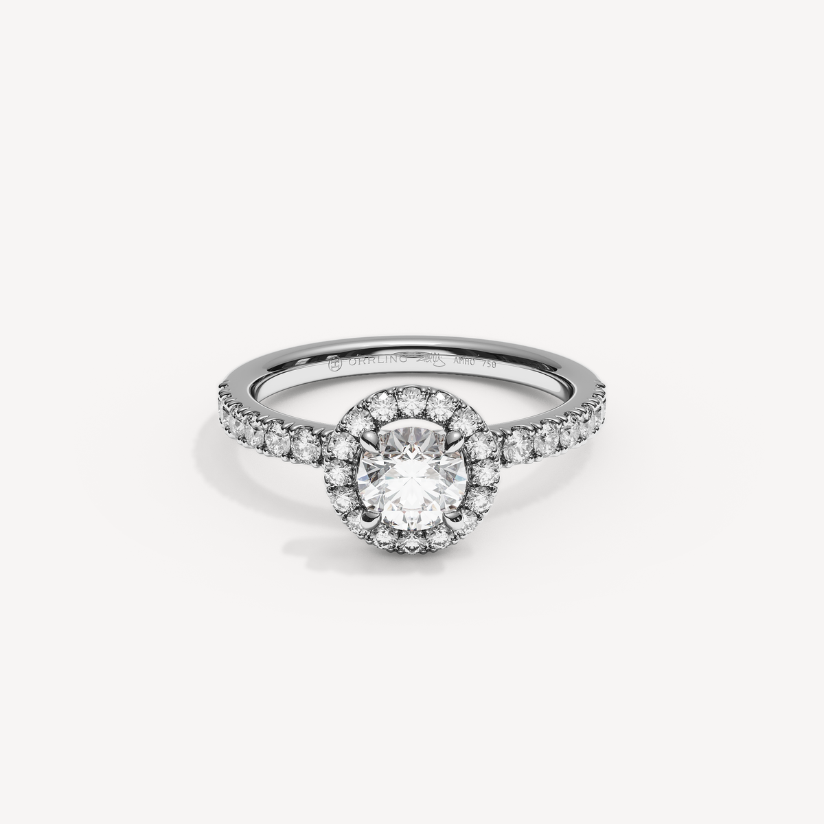 SOLAREBARI M22 halo with side diamonds, white gold, 0.70 ct centre, view 1.