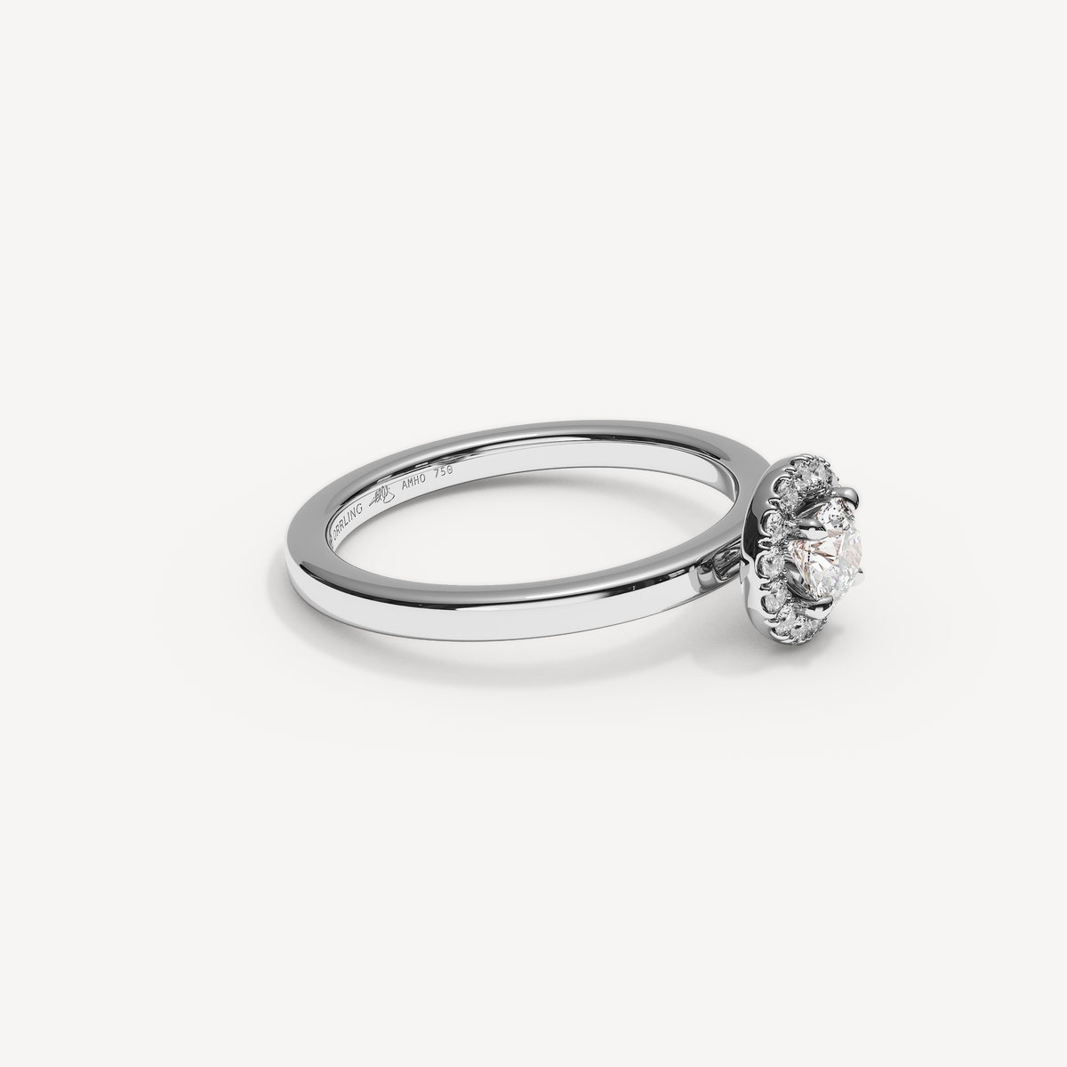 SOLAREBARI M22 small halo, white gold, view 2.