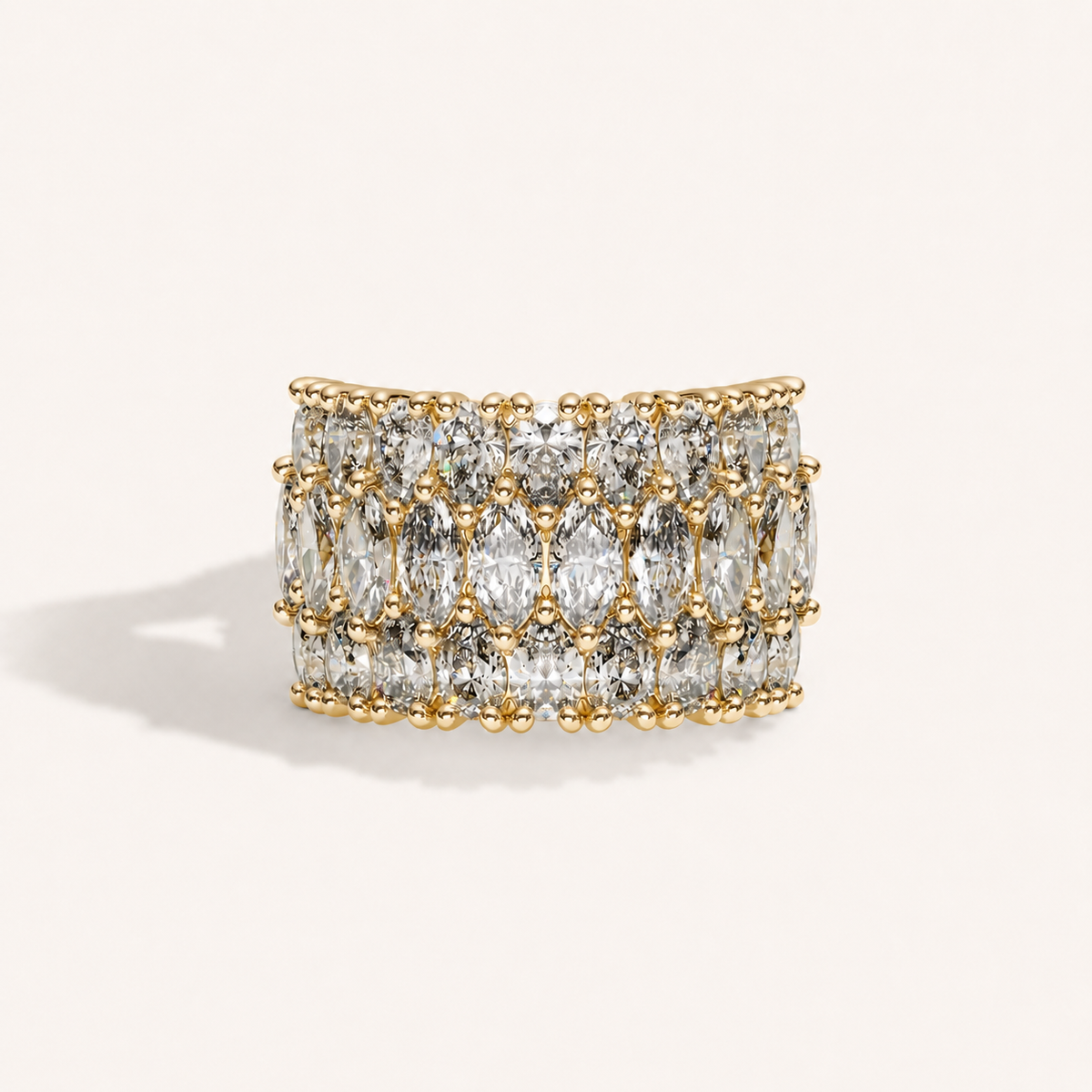 Three-Row Diamond Ring