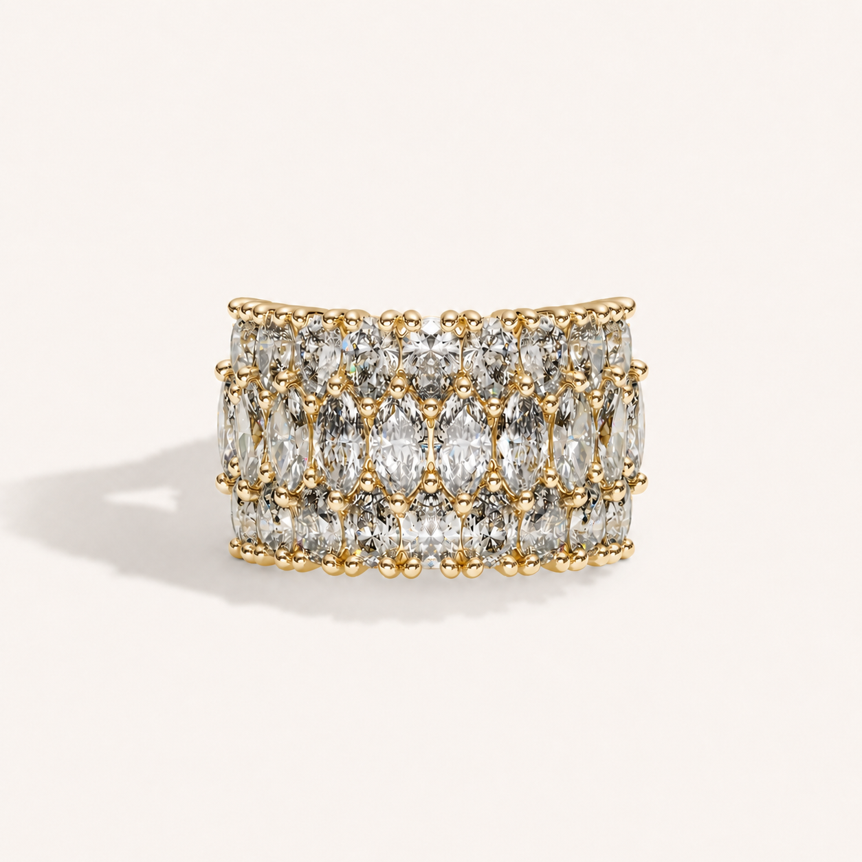 Three-Row Diamond Ring